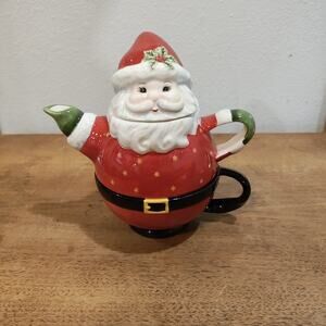 Vintage Traditions Christopher Radko Christmas Santa Teapot & Cup Set